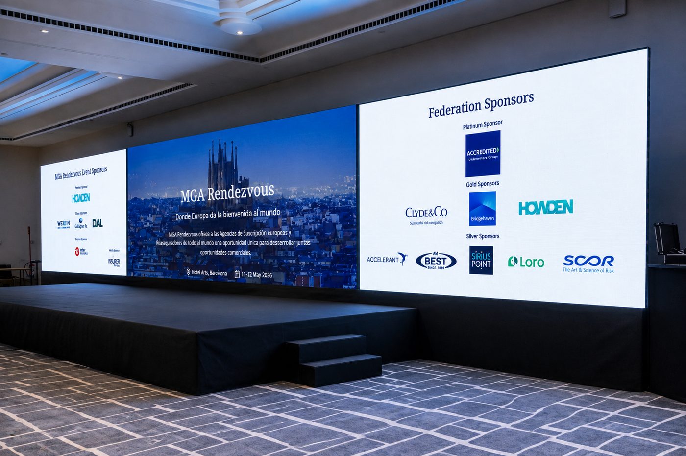 Main stage with LED wall production ahead of MGA Rendezvous 2026 sessions